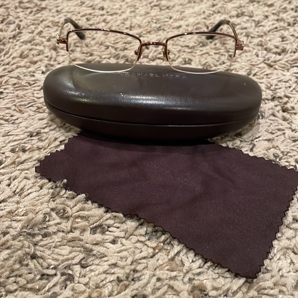 Michael Kors copper/tortoise half-frame eyeglasses with case and cleaning cloth - Picture 13 of 13